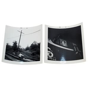 Vtg Lot of 2 Monochrome Photography Train Conductor Sitting on Tracks 1968